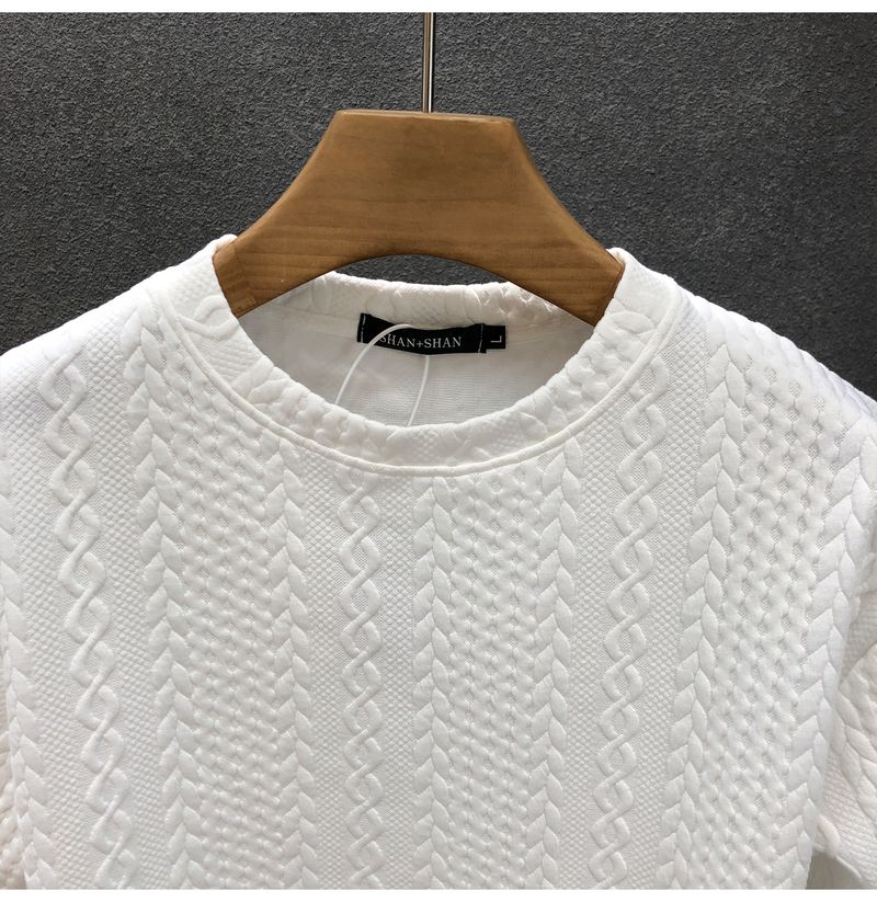 Men's clothing High-grade hemp pattern white men's short-sleeved T-shirt brand summer clothes new 2024 spirited young man clothes_autovado.com