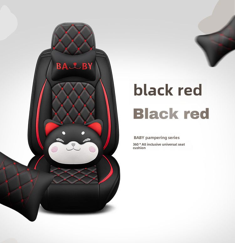 New Crown All-inclusive Full Leather Diamond Four Seasons Car Cushion Four Seasons Universal Dog Head Cartoon Car Seat Cover_autovado.com