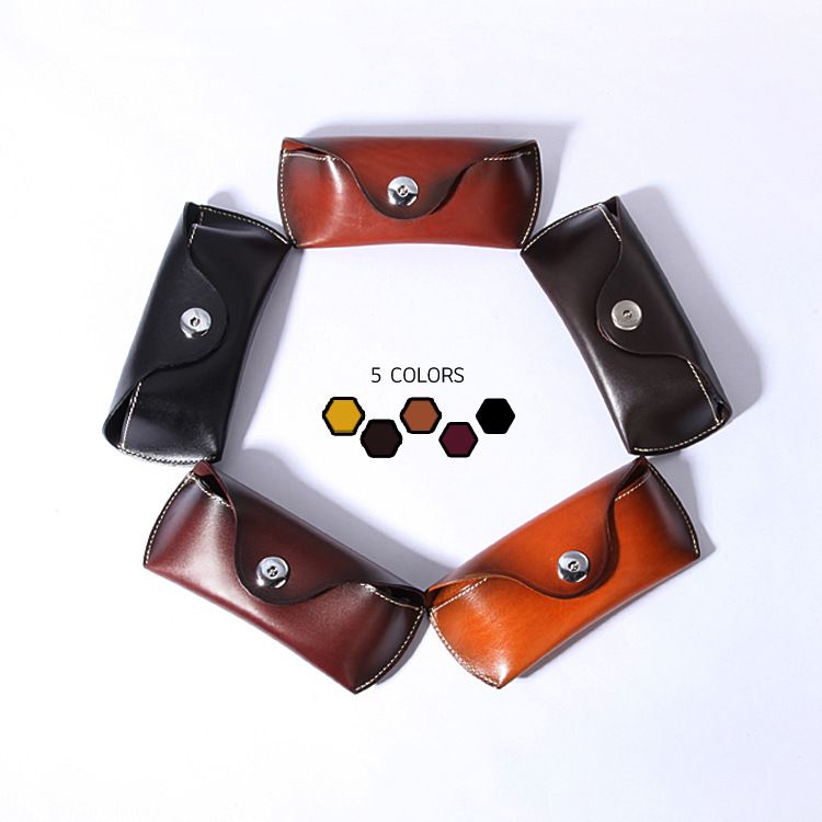 Unisex Vintage handmade leather eyewear case Portable leather eyewear storage bag Plant tanned leather cowhide eyewear bag_autovado.com