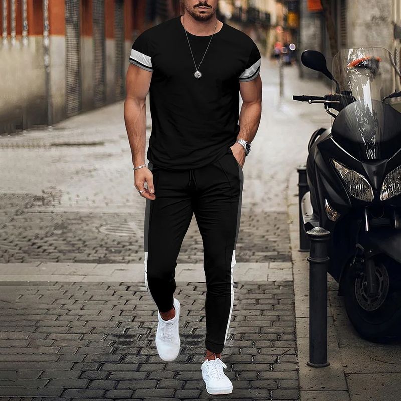Men's Clothing loose sports suit 3D digital printing personalized fashion short-sleeved trousers_autovado.com