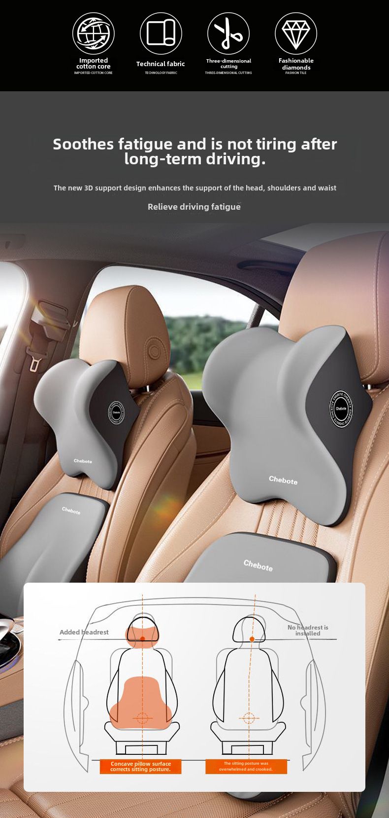 Comfortable lumbar support neck pillow car neck pillow seat cushion neck memory foam Four Seasons universal car pillow waist cushion_autovado.com