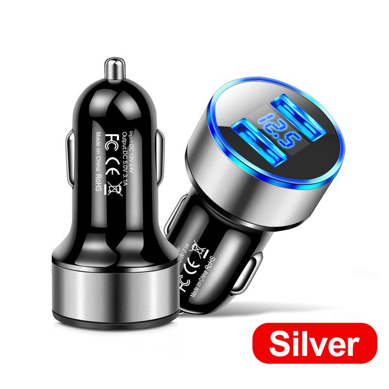 One To Two Cigarette Lighter Fast Head Multifunctional Flash Charging Aluminum Alloy LED Digital Display Car Charger_autovado.com