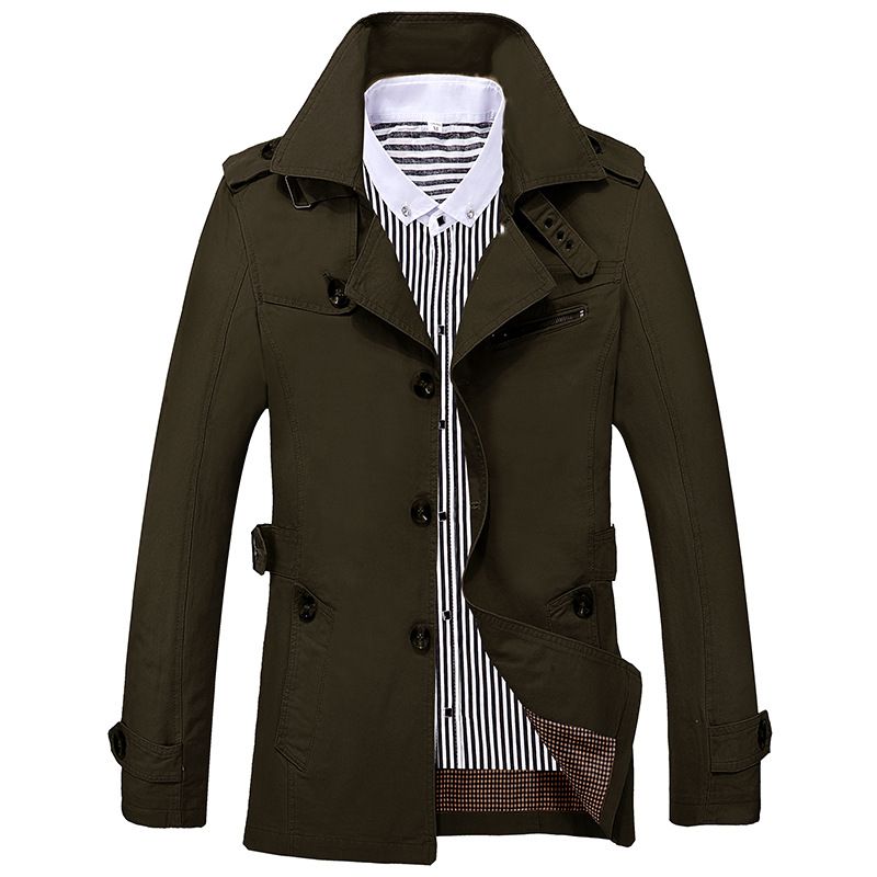 Men's Clothing Men's Casual Windbreaker Mid-length Men's Coat_autovado.com