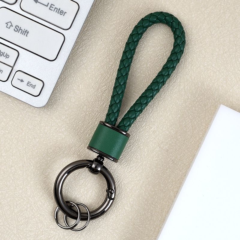 Creative Leather Car Keychain Braided Rope Metal Key Ring Cross Border Couple Key Chain Bag Small Pendant_autovado.com
