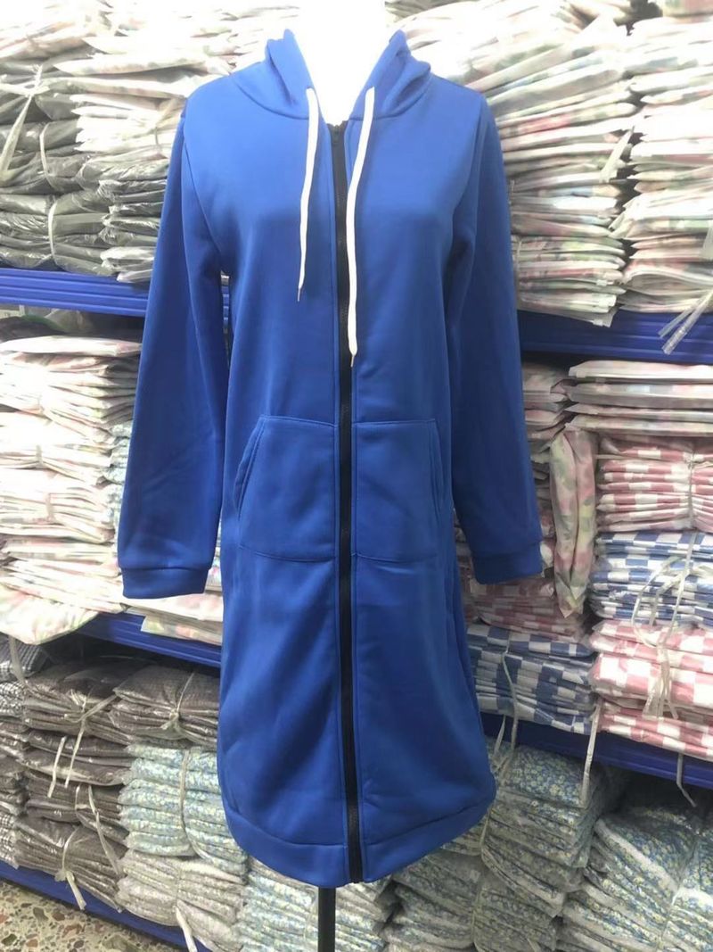 Women's Clothing Autumn and Winter Women's Clothing Hooded Long Sleeve Mid Length Sweater Fleece Long Coat_autovado.com