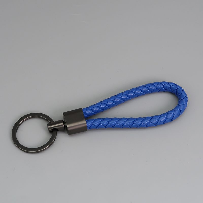 Braided Leather Cord Key Chain Zinc Alloy Button-end Key Ring Ring Car Key Hanging Accessory_autovado.com