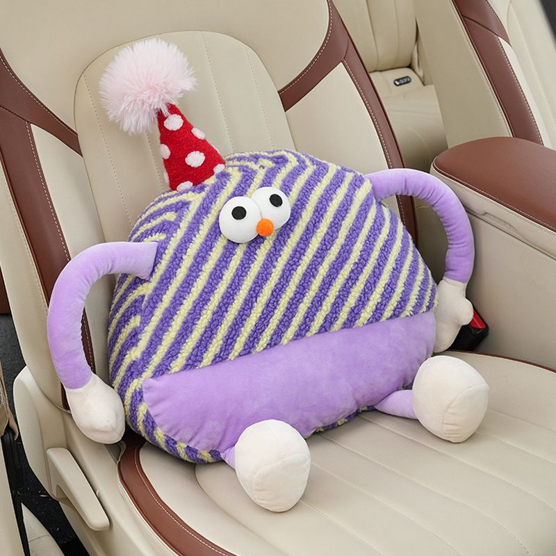 Cute Lumbar Support Cartoon Creative Monster Comfortable Car Headrest Neck Pillow Interior Accessories For Women_autovado.com