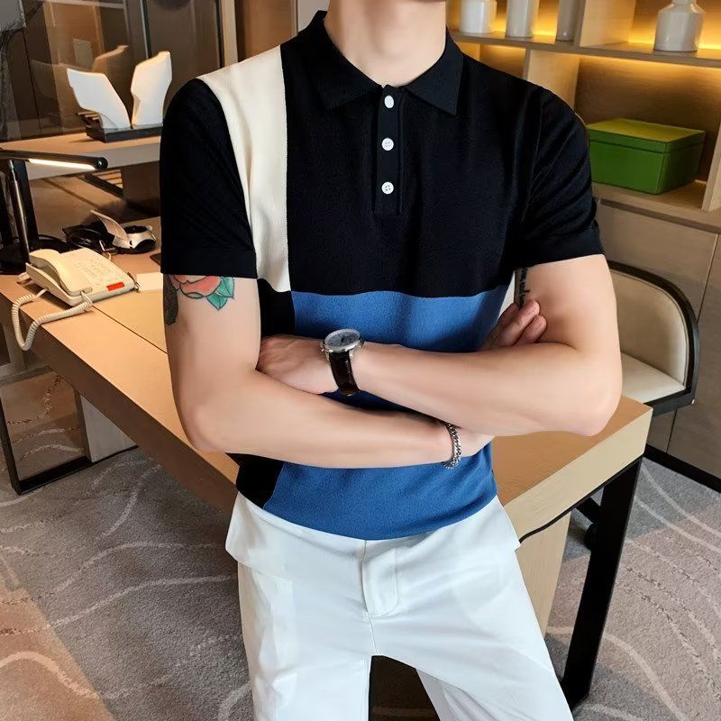 Men's Clothing young men's short sleeved Polo shirt new summer style all match casual ice silk sweater_autovado.com