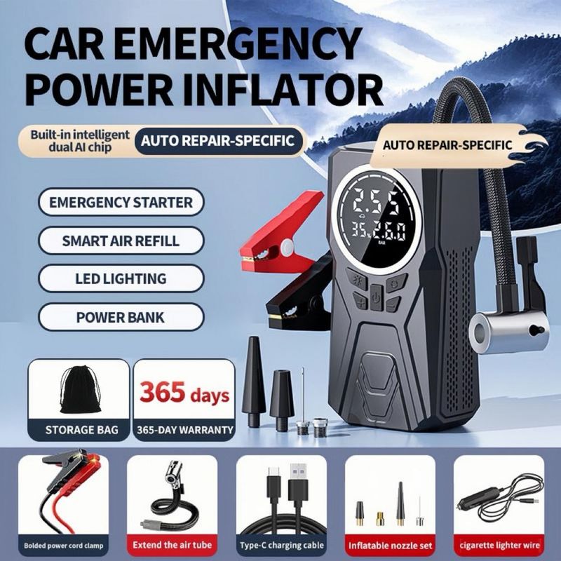 128800mAh 12V Jump Starter Portable Car Air Pump Battery Jumper Power Bank_autovado.com