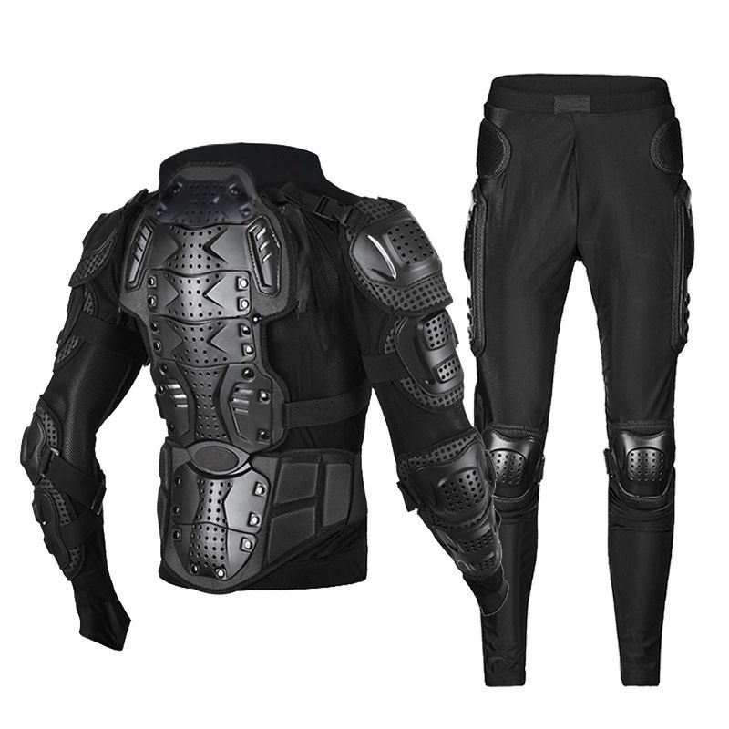 Motorcycle Armor Protection Set - CE Certified Full-Body Safety Gear With Knee/Elbow/Chest/Neck Guards For Men & Women (Black/Red, S-4XL)_autovado.com