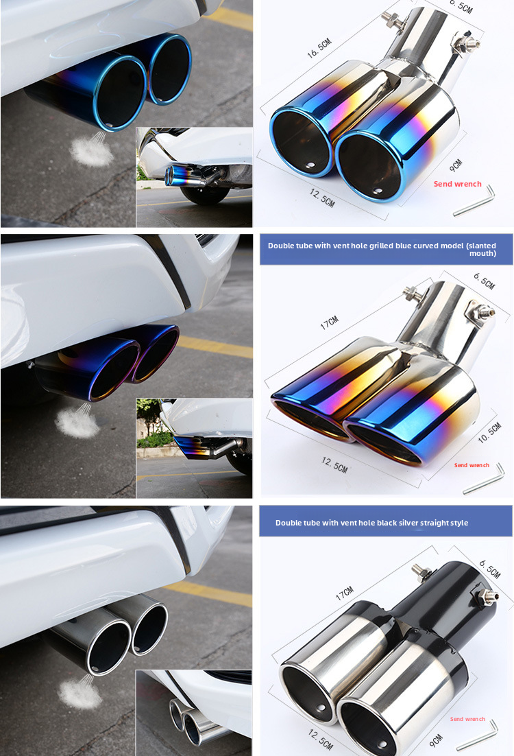 Stainless Steel Muffler Gas Cover Decoration Single Car Exhaust Pipe Universal Tail Throat_autovado.com