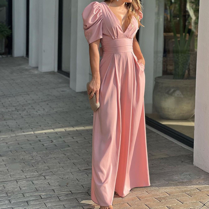 Women's fashion fashion elegant plus size wide leg jumpsuit_autovado.com