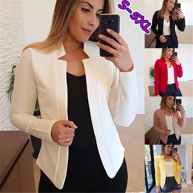 Women's Clothing solid color casual professional small suit jacket tops women's clothing_autovado.com