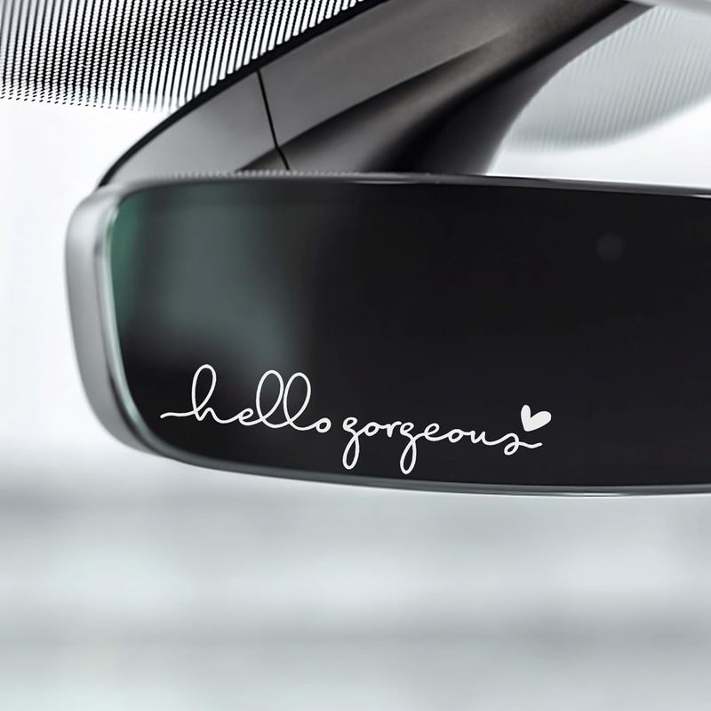 Hello Beautiful car rearview mirror sticker rearview mirror female decoration decal_autovado.com