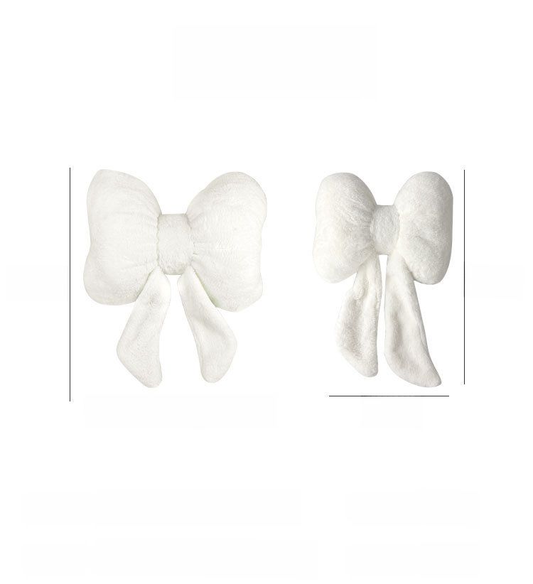 Car Winter Headrest Plush Neck Pillow Internet Popular Cute Bow Car Seat Winter Car Lumbar Headrest_autovado.com