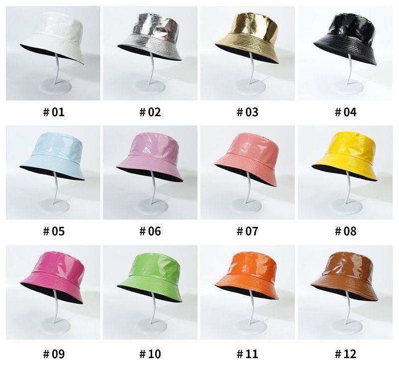 Hot Sale Fashion Shiny Hip-Hop Bucket for Women Men PU Leather Waterproof Panama Summer Fisherman Bob Sun Hat Fishing Cap_autovado.com