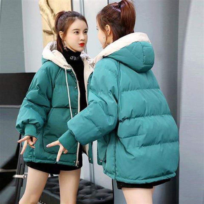 Down jacket for women winter new Korean style student short cotton padded jacket loose thickened cotton coat_autovado.com