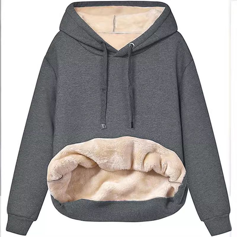 Women's Clothing warm pocket hooded sports sweatshirt jacket_autovado.com