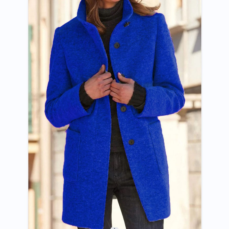 Women's vintage button-up woolen coat_autovado.com