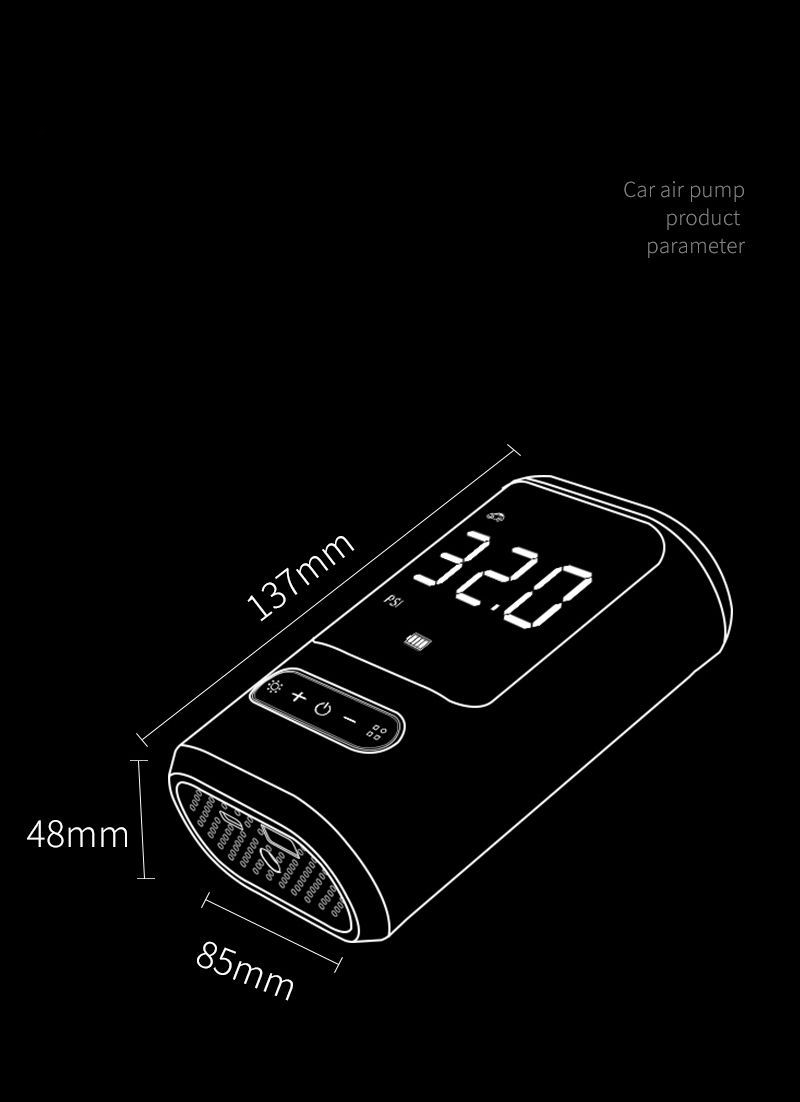 Mini Portable Car Air Pump Bicycle Electric Tire Inflator Handheld Wireless Charging Digital Display_autovado.com