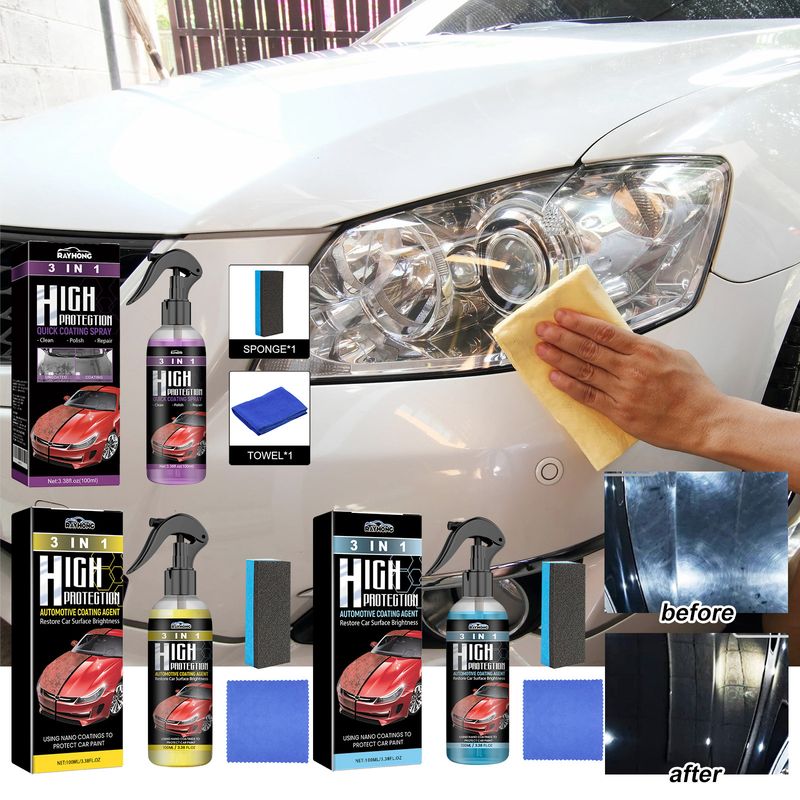 Rayhong 3pcs/set Coating Agent 3-In-1 Oil Removal Polishing Protection Repair Scratches Car Paint Cleaning And Maintenance Coating_autovado.com