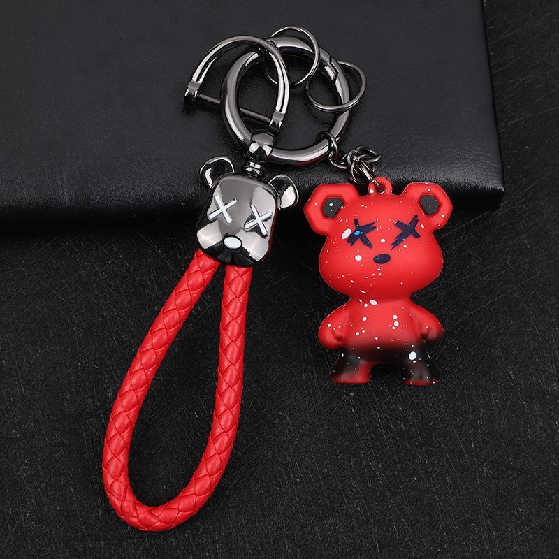 Chameleon Bear Keychain Braided Rope Car Keychain Female Cartoon Bear Creative Couple Exquisite Bag Pendant_autovado.com