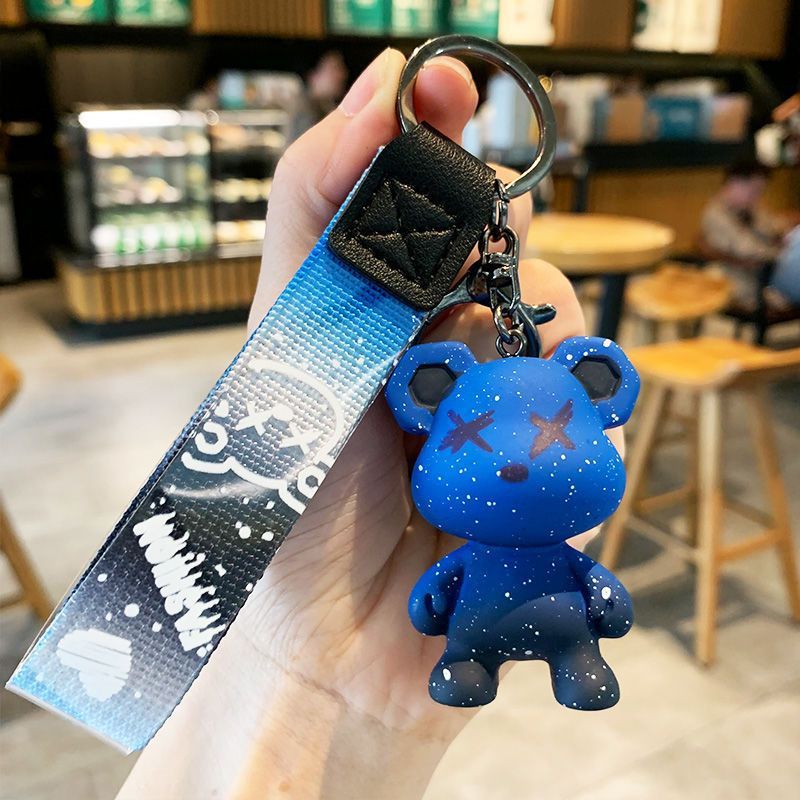 Chameleon Bear Keychain Braided Rope Car Keychain Female Cartoon Bear Creative Couple Exquisite Bag Pendant_autovado.com