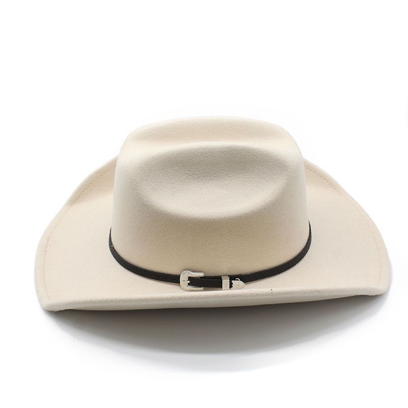 Hot Sale Vintage Western Cowboy with Black Belt Men's Felt Fedora Hat Women Jazz Cowgirl Cap Cloche Church Sombrero Hombre Caps_autovado.com