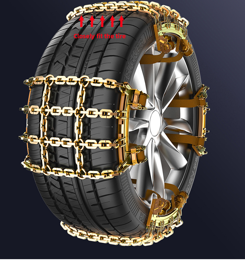 Car Tire Universal For Sedan SUV Emergency Snow Mud Manganese Steel Anti-Slip Chains Nine-Gong Style_autovado.com