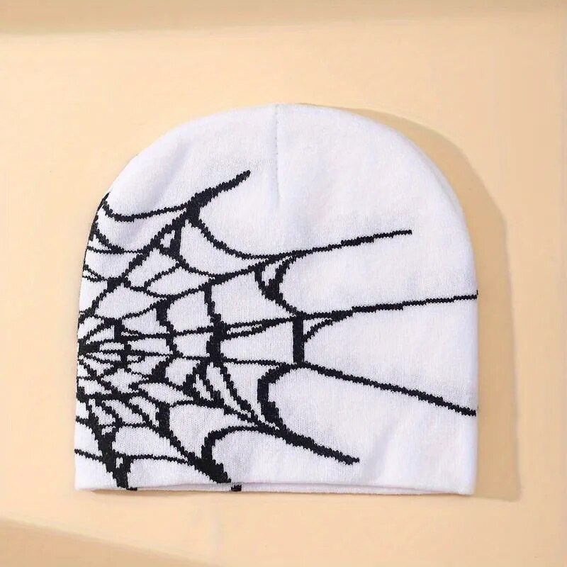 Hot Sale 2023 New Goth Spider Web Jacquard Beanie Caps Y2k Knitted Warm Hip Hop Unisex Elastic Knit Hat Skull Cap for Women Men_autovado.com
