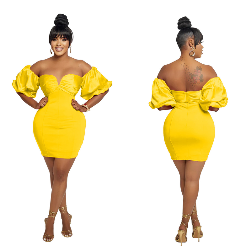 Women's Clothing fashion women's solid color short-sleeved pleated backless skirt dress_autovado.com