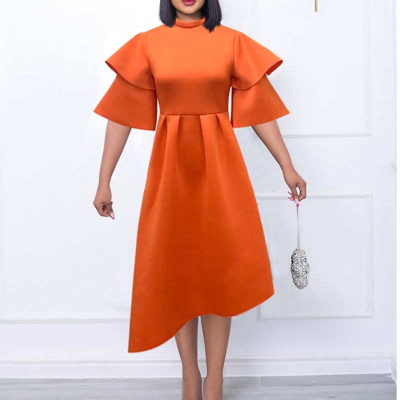 Women's Clothing women's new style double half turtleneck solid color large swing evening dress large size dress_autovado.com