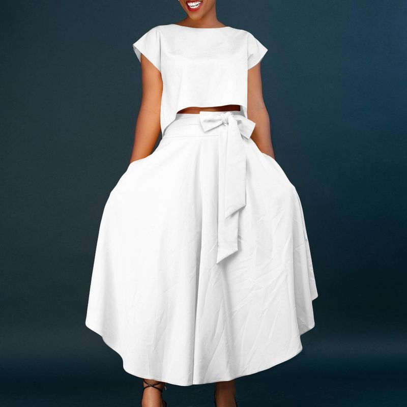 Women's Clothing plus size women's clothing 2023 new fashion temperament casual tops big swing skirt suit_autovado.com