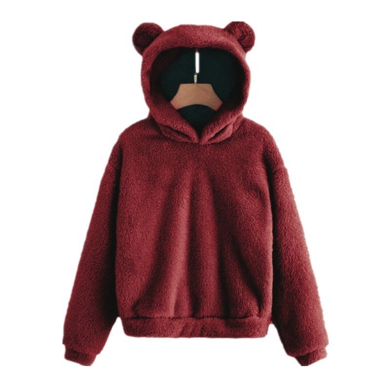 Women's Clothing autumn and winter new fluffy rabbit ears hooded warm sweater sweater_autovado.com