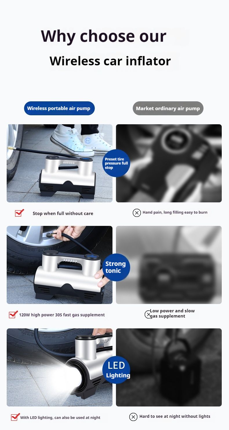 Car mounted wireless inflation pump, portable electric car tire inflation pump, automatic high pressure_autovado.com