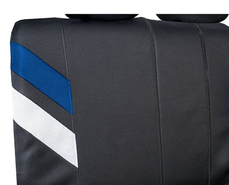 New splicing color Blue white sandwich Black PVC car seat cover_autovado.com