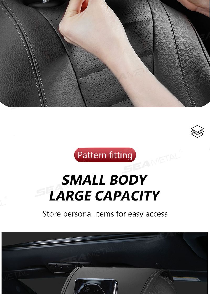 SEAMETAL Headrest Premium Leatherette Seat Pillow Case Dustproof Neck Support Protector Cover For Car Accessories_autovado.com