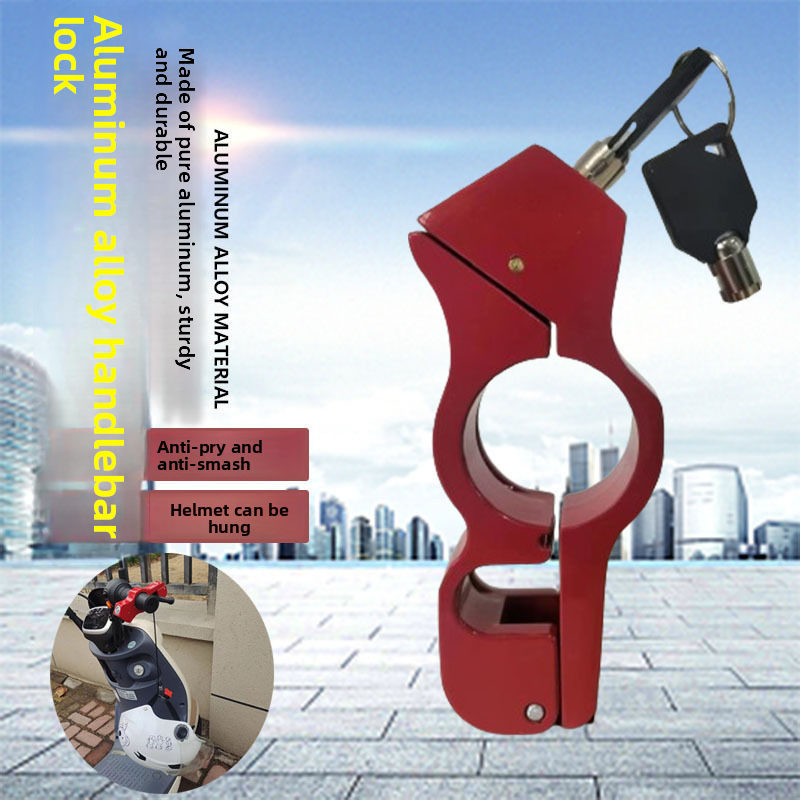 Electric Scooter Brake With Rope Pendant Safety Helmet Handlebar Motorcycle Waterproof Anti-theft Handle Horn Lock_autovado.com