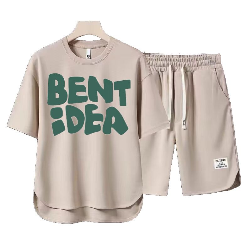 Men's Clothing 2024 Waffle Casual Summer Suit Men's Loose Teen Short sleeved T shirt Shorts Handsome Two piece Suit_autovado.com