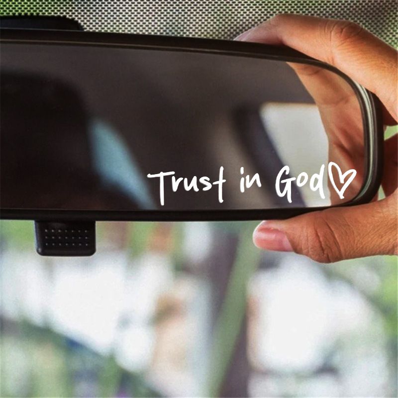 2 pack Trust in god car rearview mirror makeup mirror life faith decorative stickers_autovado.com