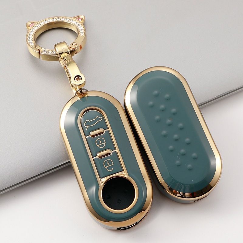 Applicable 3-key Fiat folding key case 500 Boyue Bravo Feixiang Iveco golden edge car key case_autovado.com