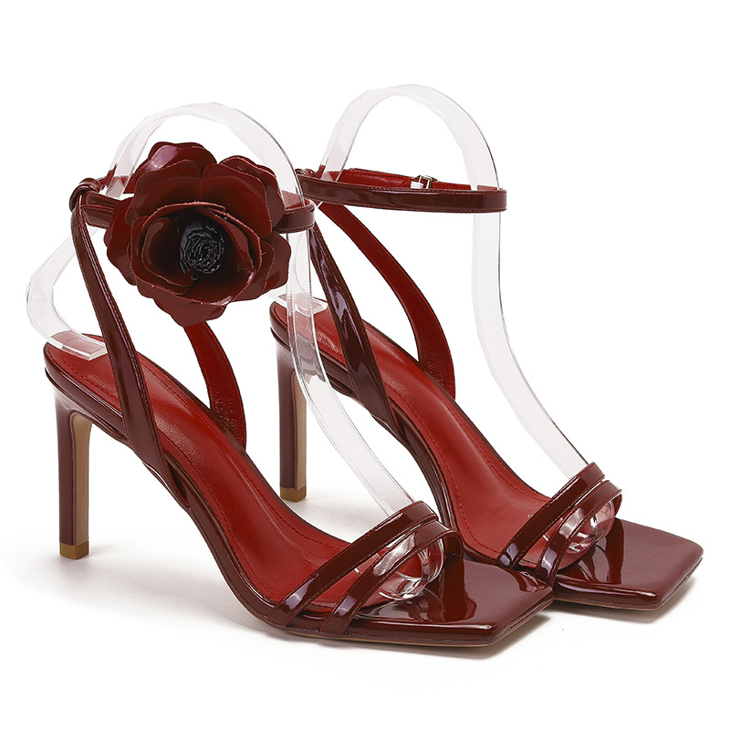 Women's fashion silver rhinestones with fine band drill with a line with all matching high-heeled sandals_autovado.com