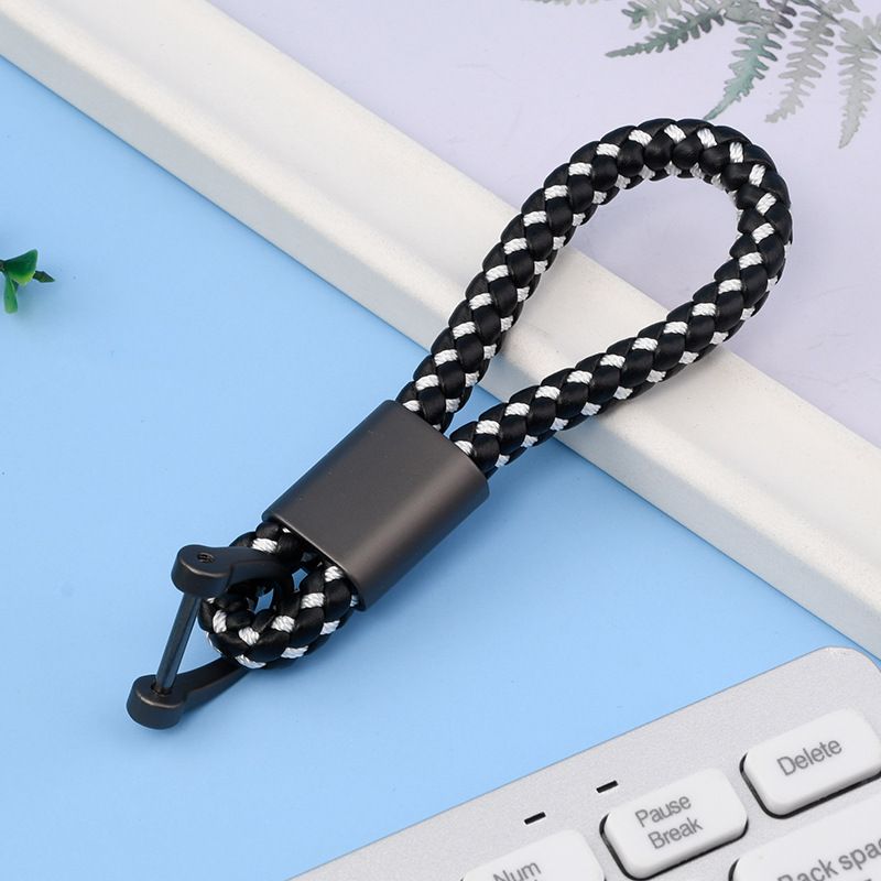 Simple Braided Rope Keychain Car Leather Decorative Keychain Fashion Creative Bag Portable Anti Lost Horseshoe Buckle_autovado.com