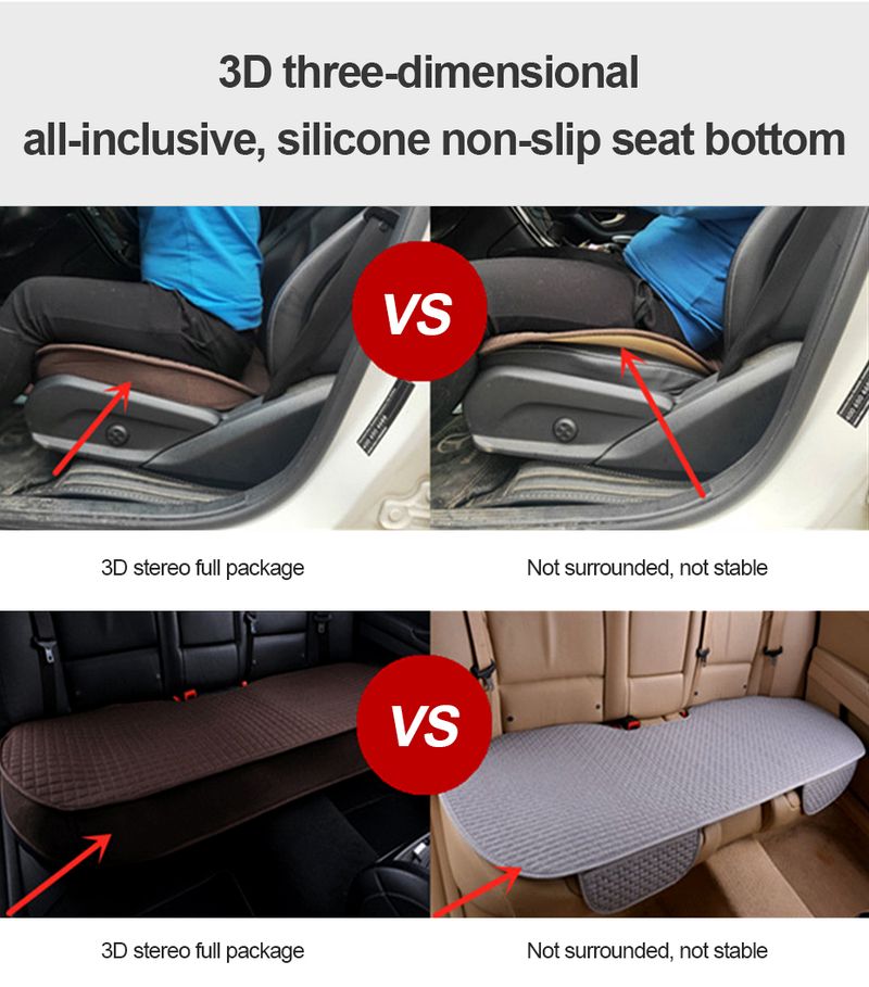 Linen Cover Flax Breathable Car Seat Cushion All Seasons Universal Non-Slip Protector Pad Fits For Sedan Van SUV Truck_autovado.com
