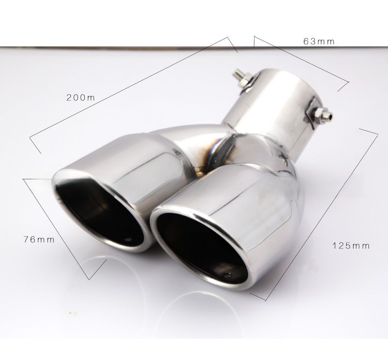Cross-Border Hot-Selling Tail Thickened Stainless Steel Universal Model Blue Coated Slanted Double Row Car Exhaust Pipe_autovado.com