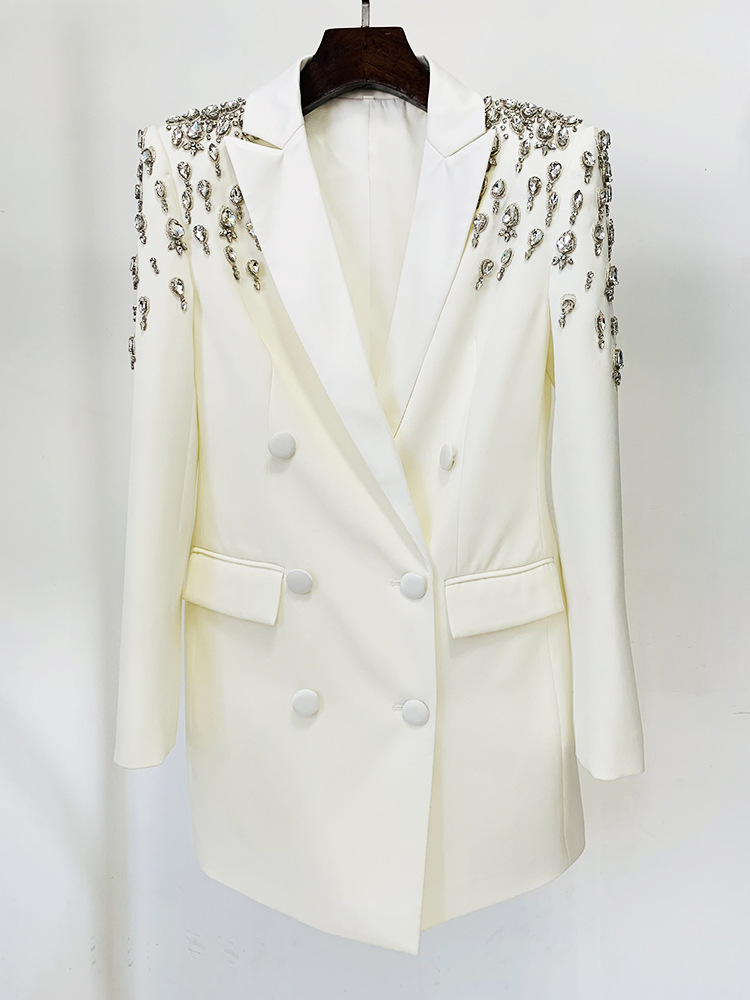 Women's fashion beaded and diamond-studded slim-fit suit jacket_autovado.com