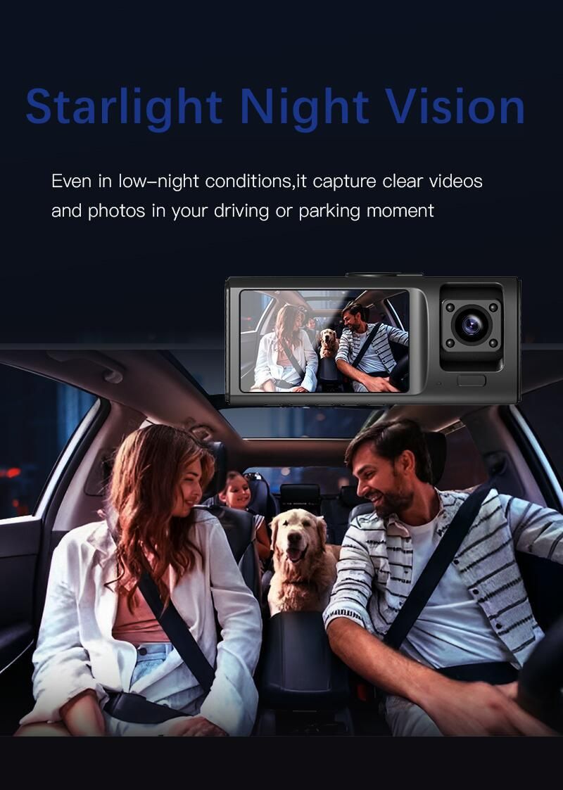 new V20 three-record driving recorder 1080p night vision three-lens WIFI recorder reversing visual_autovado.com