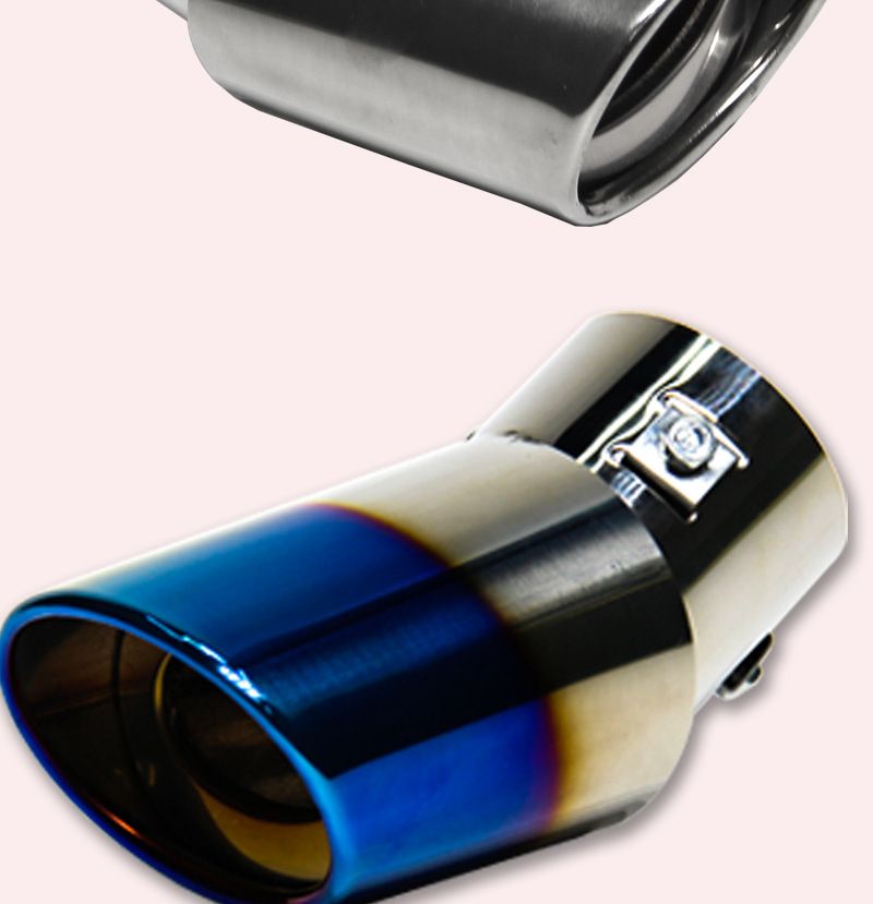Cross-Border Wholesale Blue Tail Decoration Large Curved Straight Stainless Steel Car Exhaust Pipe Muffler_autovado.com