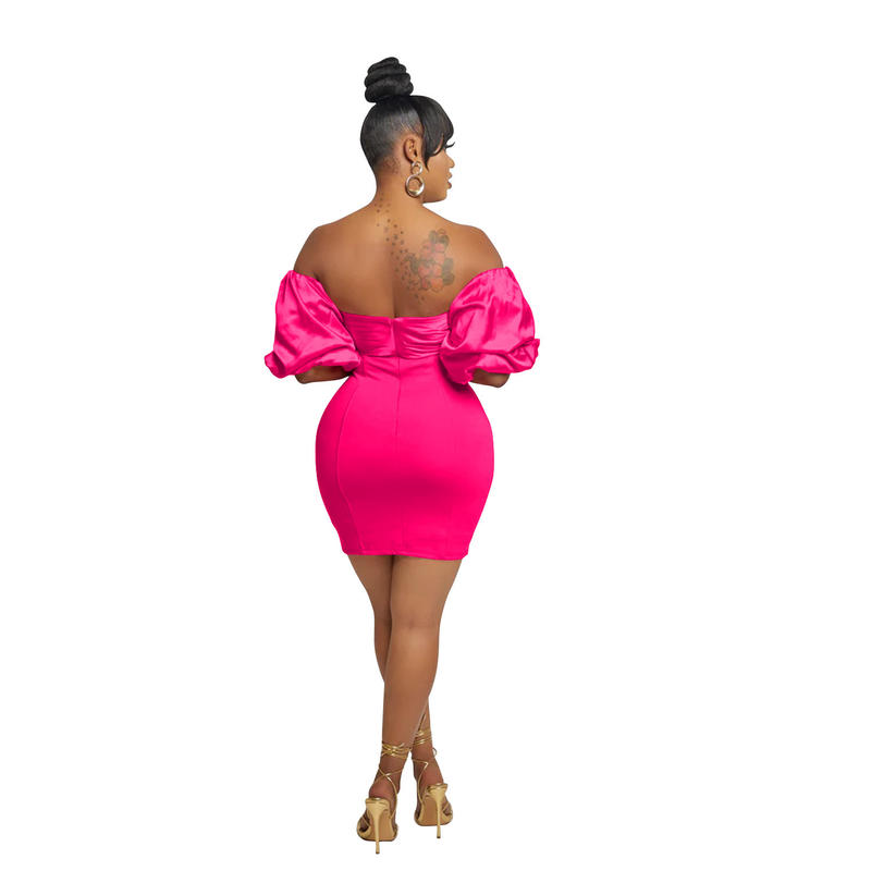 Women's Clothing fashion women's solid color short-sleeved pleated backless skirt dress_autovado.com