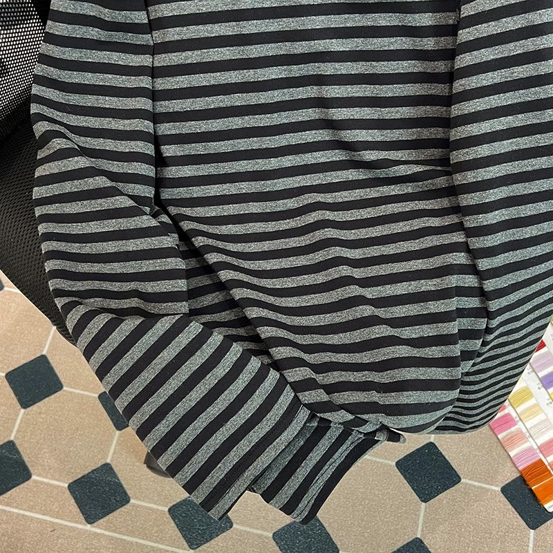 Women's Clothing shirt striped spring and autumn thin long sleeved T shirt women's medium long round neck loose large size women's clothing_autovado.com